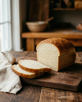 Soft bread loaf sliced showing its fine even crumb
